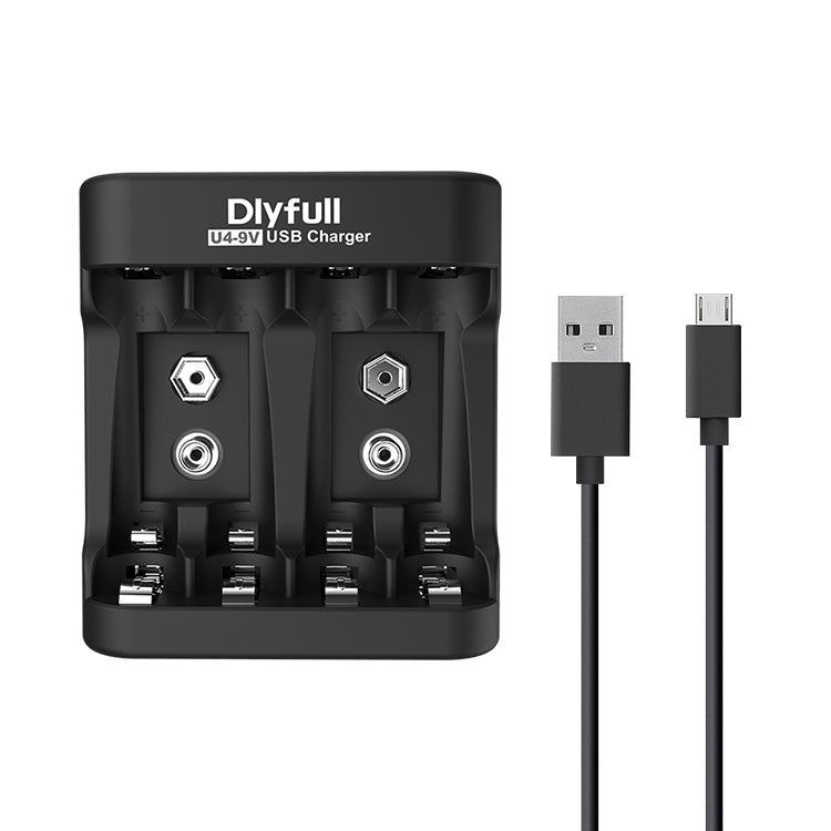 Dlyfull U4-9V 4 Bays USB Charger For 1.2V Ni-MH/CD and 9V Size Batteries