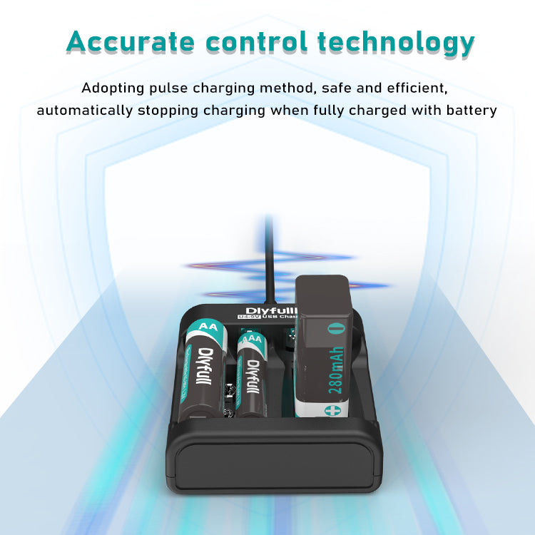 Dlyfull U4-9V 4 Bays USB Charger For 1.2V Ni-MH/CD and 9V Size Batteries