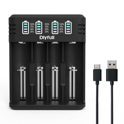 Dlyfull M4S 4 Bays USB Universal Charger For 3.6/3.7V Li-ion LiFePO4、1.2V Ni-Mh/cd Batteries