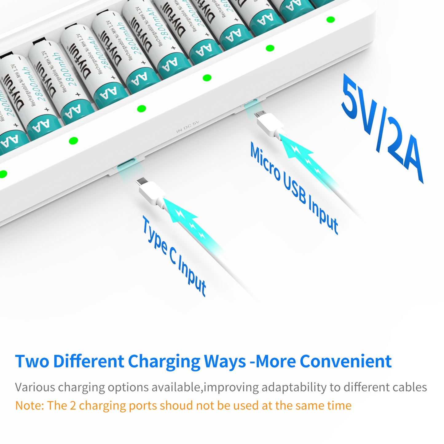 Dlyfull U12 12 Bays USB Charger for Ni-MH/CD Batteries 1.2V AA AAA Batteries