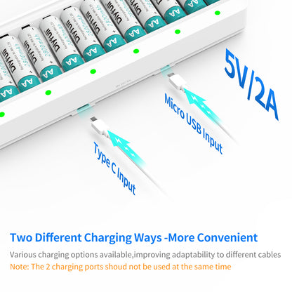 Dlyfull U12 12 Bays USB Charger for Ni-MH/CD Batteries 1.2V AA AAA Batteries