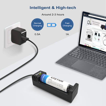 Dlyfull U1 1 Bay USB Uniersal LED Indication Charger Mini Design For 10340、18650、26650 etc.