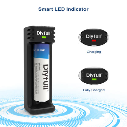 Dlyfull U1 1 Bay USB Uniersal LED Indication Charger Mini Design For 10340、18650、26650 etc.