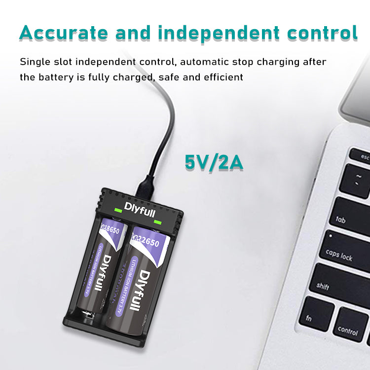 Dlyfull U3B 2 Bays USB Li-ion Battery Charger For 3.6V/3.7V Li-ion Battery.