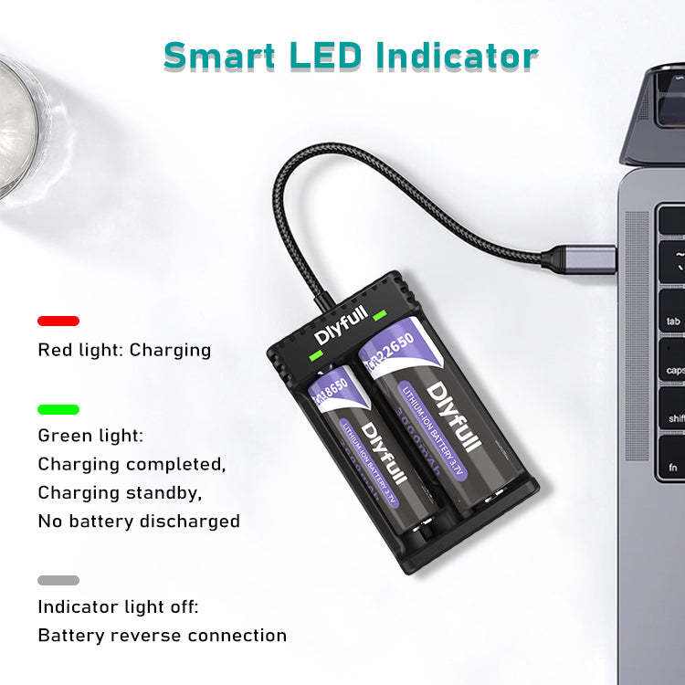 Dlyfull U3B 2 Bays USB Li-ion Battery Charger For 3.6V/3.7V Li-ion Battery.