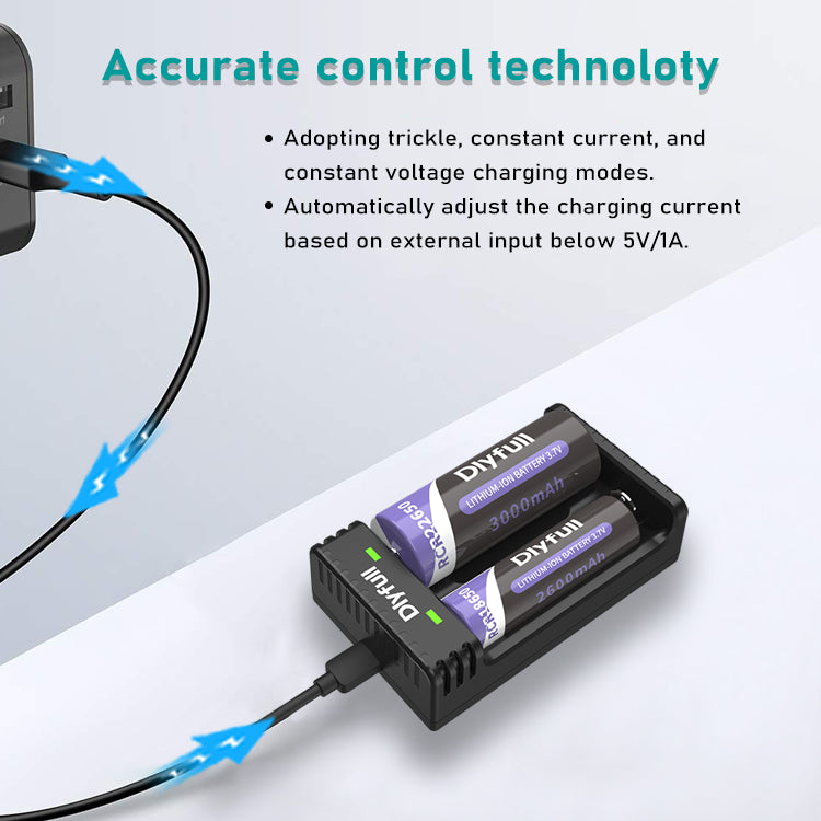 Dlyfull U3B 2 Bays USB Li-ion Battery Charger For 3.6V/3.7V Li-ion Battery.