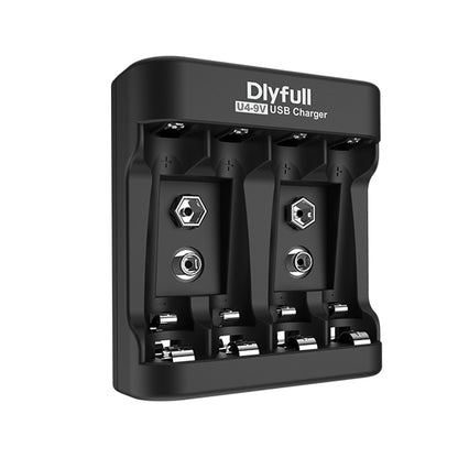 Dlyfull U4-9V 4 Bays USB Charger For 1.2V Ni-MH/CD  and 9V Size Batteries