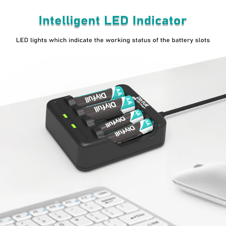 Dlyfull U4-L 4 Bays 1.2V Ni-MH/CD AA AAA Battery Charger