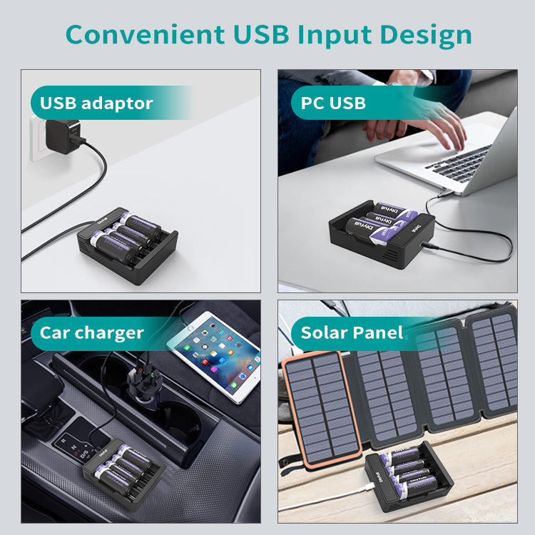 Dlyfull U5B 4 Bays USB Li-ion Battery Charger For 3.6V/3.7V Li-ion Such as 18650 Battery