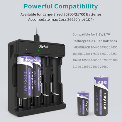 Dlyfull U5B 4 Bays USB Li-ion Battery Charger For 3.6V/3.7V Li-ion Such as 18650 Battery