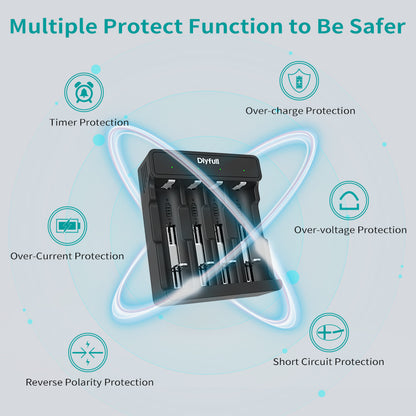 Dlyfull U5B 4 Bays USB Li-ion Battery Charger For 3.6V/3.7V Li-ion Such as 18650 Battery