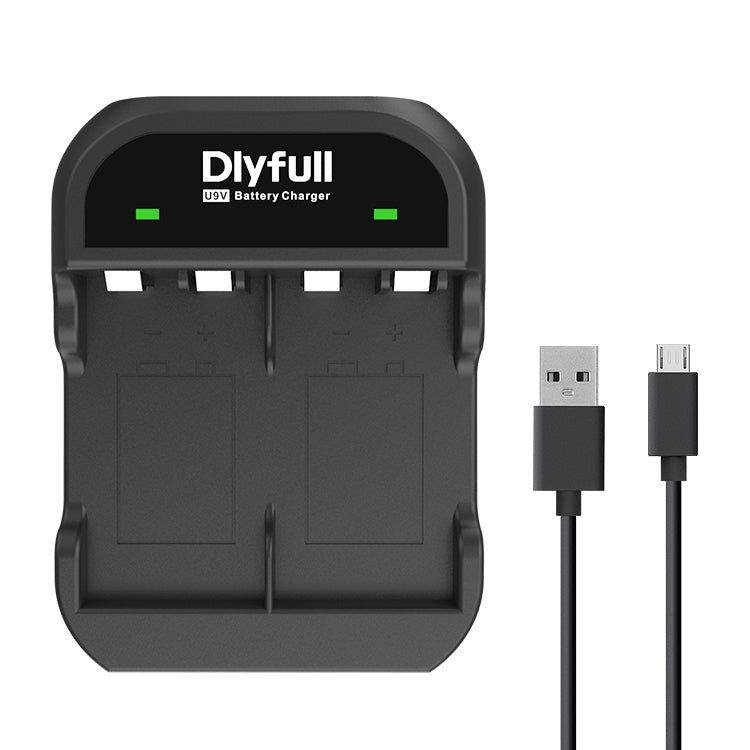 Dlyfull U9V 2 Bays USB 9V Battery Charger For Ni-MH/Ni-CD/Li-ion/LiFePO4 9V Batteries