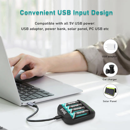 Dlyfull UC4 4 Bays USB Ni-MH/CD Battery Charger For 1.2V Ni-MH/CD AA AAA Batteries