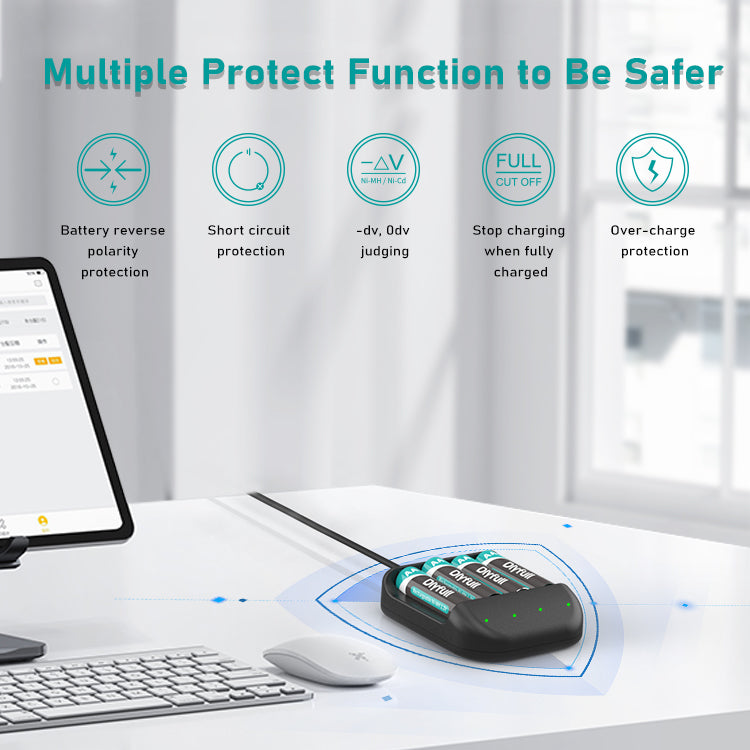 Dlyfull UC4 4 Bays USB Ni-MH/CD Battery Charger For 1.2V Ni-MH/CD AA AAA Batteries