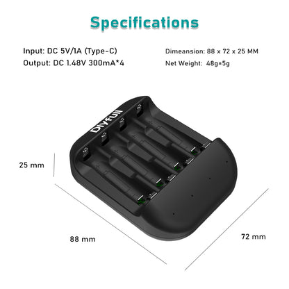 Dlyfull UC4 4 Bays USB Ni-MH/CD Battery Charger For 1.2V Ni-MH/CD AA AAA Batteries