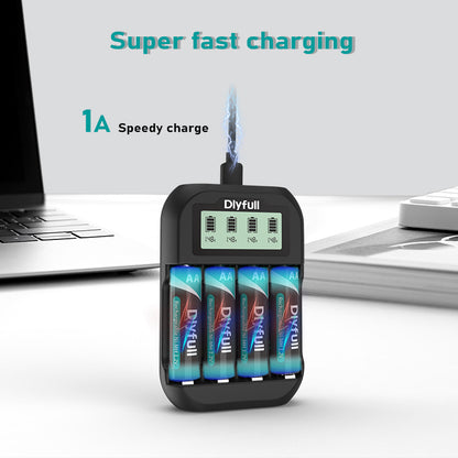 Dlyfull UN4 4 Bays USB Smart Charger For Ni-MH/CD Batteries