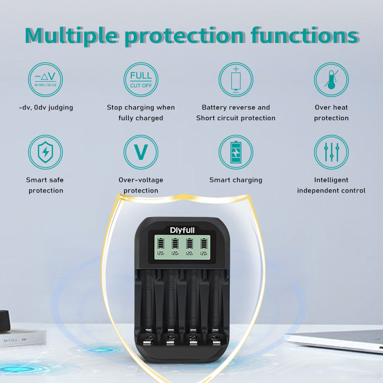 Dlyfull UN4 4 Bays USB Smart Charger For Ni-MH/CD Batteries