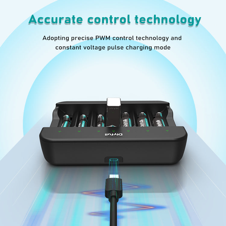 Dlyfull UN6 7 Bays USB Charger For Ni-MH/Cd Batteries AA AAA C D 9V