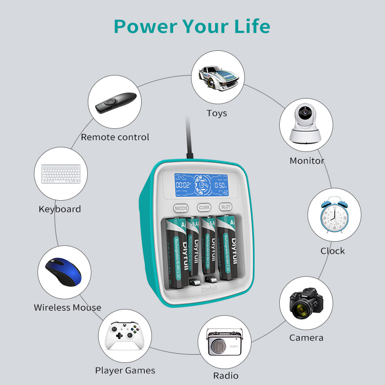 Dlyfull UT1 battery charger USB charger Ni-MH charger for AA AAA batteries with LCD display capacity test function