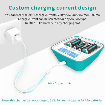 Dlyfull UT1 battery charger USB charger Ni-MH charger for AA AAA batteries with LCD display capacity test function