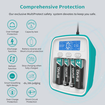 Dlyfull UT1 battery charger USB charger Ni-MH charger for AA AAA batteries with LCD display capacity test function