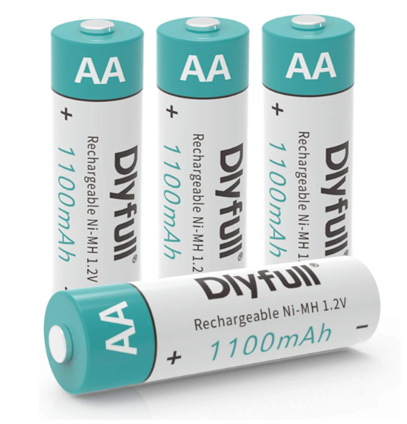 Dlyfull Pack of 4 AA Batteries 1100mAh High Capacity Precharged Ni-MH AA Rechargeable Batteries