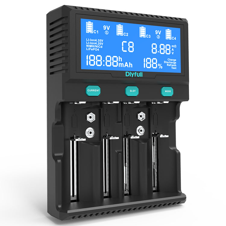 Dlyfull Smart A4 6 slots Universal Ni-MH Li-ion LiFePO4 Battery Charger with Discharge Test Function