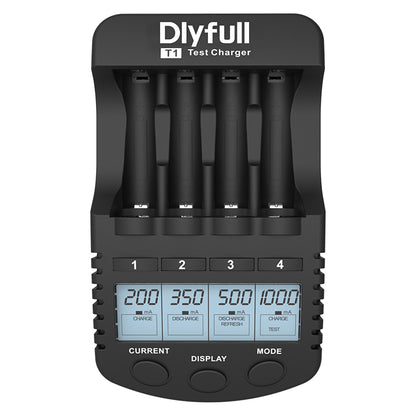 Dlyfull T1 4 Slots Smart Ni-MH AA AAA Test Charger with Discharge, Refresh Function