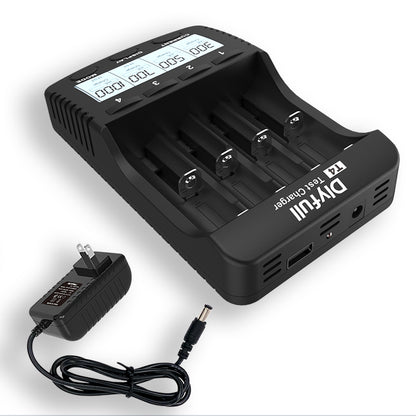 Dlyfull T4 4 Slots Universal Battery Charger with USB output Test Refresh Discharge function